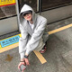 POUM花灰色加絨開衫衛(wèi)衣男春秋款雙頭拉鏈連帽外套美式復(fù)古穿搭?yuàn)A克衫 CLF-W104灰色 XL