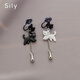思梨小動(dòng)物咬耳朵貓咪耳飾甜酷蝴蝶結(jié)長(zhǎng)款少女心甜美風(fēng)無(wú)耳洞耳夾 【891】不對(duì)稱貓咪 蚊香盤耳夾
