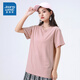 真維斯純棉寬松少女衫夏季新款圓領(lǐng)多色時(shí)尚短袖T恤 LE 淺粉紅8350 M 160/84A