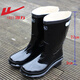 回力雨鞋男款厚底加絨保暖短筒防水鞋中高筒雨靴勞保工作膠鞋水靴 黑028加厚中筒總高30CM 42