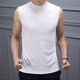 夏季男士高領(lǐng)無(wú)袖背心男修身純色T恤雙絲光棉中領(lǐng)打底衫馬甲上衣 白色 2XL 推薦140-155斤