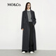 MO&Co.大衣100%綿羊毛毛呢分量感墊肩H型外套 深花灰色 M 165