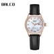 拜戈（Balco）鍍金24K金時(shí)尚小表盤(pán)鑲鉆手表女進(jìn)口石英機芯腕表生日禮物送女友 【白面皮帶】鑲鉆刻度鑲鉆表圈