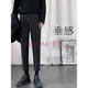 凡迪時(shí)尚高質(zhì)感西褲男春夏休閑褲子顯瘦直筒西裝褲韓版職場(chǎng)小腳九分西褲 黑色-九分褲 31（120-130斤左右）