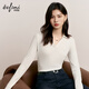 伊芙麗（eifini）朱珠代言伊芙麗V領(lǐng)長(cháng)袖Polo上衣高彈修身插肩T恤女2025冬季新款 本白色 長(cháng)袖版 M
