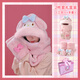 三麗鷗（SANRIO）保暖帽子手套圍巾三合一防風(fēng)防寒可愛(ài)卡通加絨女季圍脖毛絨 美樂(lè )蒂毛邊套餐-成人版