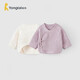 童泰（TONGTAI）嬰兒半背衣秋冬季純棉保暖新生兒提花衣服寶寶偏開(kāi)和尚服紫色52cm