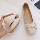 簡(jiǎn)開(kāi)單鞋女鞋2021春秋季豆豆鞋女簡(jiǎn)約純色蝴蝶結平底鞋孕婦鞋奶奶鞋淺口軟底一腳蹬瓢鞋 米色【圓頭款】 37