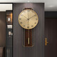 七秒印象 七新中式實(shí)木輕奢掛鐘客廳時(shí)尚掛墻靜音鐘表家用簡(jiǎn)約大氣裝飾石英鐘 銅鐘框加銅邊框-款式2