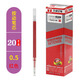 天卓好筆（T） 按動(dòng)筆適配筆芯0.5子彈頭辦公簽字筆水筆替芯11cm學(xué)生用黑色筆芯順滑20支教師辦公 紅色20支/盒