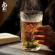 九土 日式玻璃杯家用水杯子女男情侶加厚冰川杯威士忌酒杯茶杯果汁牛奶咖啡杯 透明高款