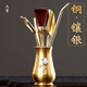 久堂鑲銀黃銅茶道六君子茶杯茶葉茶夾子茶刀針鑷子茶勺鏟套裝茶具配件 黃銅鑲銀六君子  蘭花