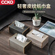 CCKO 皮革紙巾盒 辦公室抽紙盒客廳車(chē)載紙盒桌面餐巾抽紙盒可加印LOGO 【爆款推薦】大號(hào)紙巾盒（灰色）