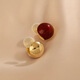 煜諺蚊香盤(pán)相思紅豆耳夾耳扣無(wú)耳洞無(wú)痛復古紅色耳環(huán)經(jīng)典通勤耳飾 蚊香盤(pán)耳夾（無(wú)耳洞）