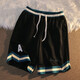 布恩普 短褲男夏季新款美式潮流休閑百搭運動(dòng)五分褲子青少年潮牌沙灘褲外穿籃球透氣薄款寬松大褲衩中褲男 黑色 XL