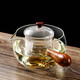 禾艾蘇（heisou）側(cè)把茶壺耐熱玻璃煮茶壺茶道杯功夫茶具木把沖茶器 側(cè)把壺500ml