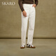 SKARO【親膚丹寧】高腰直筒白色牛仔褲男士商務(wù)休閑褲子秋季長(cháng)褲 白色SKF161-1 M （=西褲46碼）