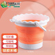 青竹畫材（CHINJOO） 洗筆筒可折疊水桶美術(shù)生專用硅膠伸縮顏料水粉水彩油畫丙烯國畫繪畫工具洗車 圓形波浪橙色【可插筆洗筆】