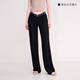 Sellynear孕婦褲子夏季薄款時(shí)尚直筒褲寬松大碼交叉托腹褲透氣長(cháng)褲休閑褲 黑色交叉腰頭 L