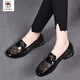 西域駱駝（VANCAMEL）斷碼品牌真皮網(wǎng)紗單鞋女春夏低跟鏤空樂(lè)福鞋透氣軟底豆豆鞋女 黑色 37