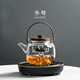 叁旬（sanxun） 耐高溫煮茶壺煮茶器加厚玻璃燒水壺電陶爐家用大容量泡茶壺 木把玻璃壺【透明款】+ 素簡(jiǎn)電陶爐【星空灰】