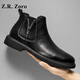Z.R.Zoro品牌切爾西靴男2025夏季新款商務(wù)休閑皮鞋尖頭時(shí)尚百搭馬丁靴短靴 黑色 40