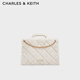 CHARLES&KEITH毛絨菱格鏈條斜挎單肩包女生日禮物CK2-30271420-1 Cream奶白色 中包