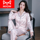 貓人（MiiOW）睡衣女春秋夏薄款仿真絲綢可愛長袖大碼可外穿空調(diào)服新款家居服 SCX溫馨糖果派對(duì)  雙長 M (85 100斤)