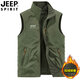 JEEP SPIRIT雙面穿馬甲男秋冬季搖粒絨攝影記者戶(hù)外休閑馬夾保暖釣魚(yú)無(wú)袖外套 軍色雙面穿-0939 2XL建議體重160斤左右