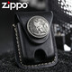 ZiPPO Zippo打火機原裝正品棕色皮套新款徽章黑色真牛皮美國正版配件鷹十字架 黑色美元