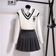 艾珠兒連衣裙韓版學院風時尚減齡襯衫馬甲百褶短裙秋冬三件套套裝裙子女 圖片色 M