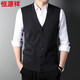 恒源祥V領(lǐng)100%純羊毛衫男毛衣背心針織開(kāi)衫馬夾男裝無(wú)袖坎肩內搭馬甲 深灰 2XL 185