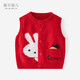 嘉衣佩兒嬰兒馬甲春季女童針織背心春秋外穿寶寶坎肩兒童毛衣開(kāi)衫馬夾線(xiàn)衣 PB1216-大紅色 90