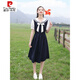 皮爾卡丹（pierre cardin）初中學(xué)生連衣裙2025新款少女大童高中生春夏季學(xué)院風(fēng)JK裙子 藏青色 XL 170