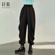 日著(zhù)原創(chuàng  )設計2024年春季新款寬松顯瘦高腰束腳運動(dòng)休閑哈倫衛褲女 liuliu黑 M