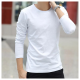 诗兰伦萨 纯棉男士长袖打底T恤青年学生纯色圆领休闲春秋长袖 白色 长袖T恤 XL 130-145斤