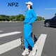 NPZ 運動(dòng)休閑套裝女春秋新款女裝時(shí)尚洋氣時(shí)髦減齡休閑兩件套女 藍色套裝 XL