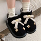 細細條（XIXITIAO）新款短筒靴加絨加厚時(shí)尚室外可愛(ài)卡通蝴蝶結雪地靴女冬ins 黑色【可愛(ài)櫻桃小熊蝴蝶結】 36-37【標準碼】