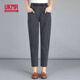 UKMR媽媽褲女中老年女褲寬松顯瘦牛仔褲女士夏季哈倫褲高腰大碼蘿卜褲 661黑灰色彈力 高品質(zhì) 常規 L 建議100-115斤