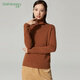 布景羊毛衫女內搭打底衫秋冬新款純色高領(lǐng)修身長(cháng)袖全羊毛針織衫女 咖啡色-高領(lǐng) S