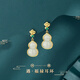 蘇十六和田玉耳環(huán)女士葫蘆玉耳墜銀首飾高級感母親節(jié)禮物送媽媽婆婆實用 【925銀】葫蘆耳環(huán)-金色