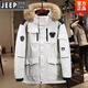 JEEP SPIRIT羽絨棉服男女秋冬連帽抗寒加厚保暖休閑潮牌工裝短款加絨情侶外套 MYu-5858白色 L