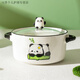 美克杰可愛熊貓泡面碗帶蓋學生宿舍方便面碗雙耳大號湯碗高顏值家用餐具 帶蓋(送勺筷) 1英寸純白-泡面碗