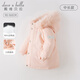 戴維貝拉（DAVE＆BELLA）冬季女童羽絨服中長(cháng)款兒童三防外套加厚女孩上衣冬裝中大童衣服 粉色 120 cm（建議身高110-120cm）