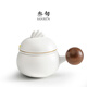 叁旬戴勝泡茶杯陶瓷茶水分離創(chuàng  )意咖啡杯水杯杯子馬克杯禮物情侶杯 戴勝茶咖_禪風(fēng)白（不帶杯墊）