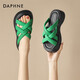 達(dá)芙妮（DAPHNE）拖鞋女外穿夏面包涼拖2024新款夏季羅馬休閑沙灘鞋 綠色跟高5.5cm 38 標(biāo)準(zhǔn)碼