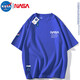 NASA MARVEL聯(lián)名短袖男士純棉t恤夏季ins潮牌情侶裝休閑免燙寬松運動(dòng)半袖衣服 克萊因藍 3XL