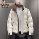 啄木鳥(niǎo)羽絨服男短款冬季加厚保暖新款男士外套立領(lǐng)韓版休閑男裝防寒衣服 米白無(wú)帽【升級版】 L 建議【100-125斤】