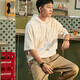 HKSH夏季薄款日系短袖衛(wèi)衣男帶帽T恤休閑套頭連帽衫運(yùn)動(dòng)棉麻上衣體 白色 L