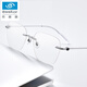 依視路（ESSILOR）鏡片 近視眼鏡無框鈦架眼鏡框輕男女款百搭日?？膳渖⒐膺h(yuǎn)視 無框銀色鈦架 依視路1.60鉆晶膜巖鏡片